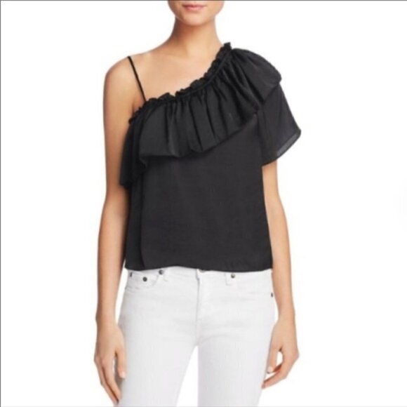 MISA Los Angeles Bessie Asymmetric Ruffle Top - Picture 1 of 7